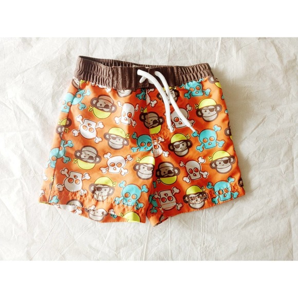 Old Navy Monkey Pirates Swim Trunks / Board Shorts Baby Boy - Picture 1 of 5